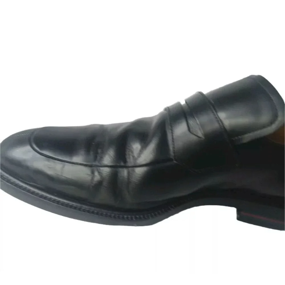 Gucci Men's Shoes Size 8.5 D Penny Loafers Black Leather Vintage